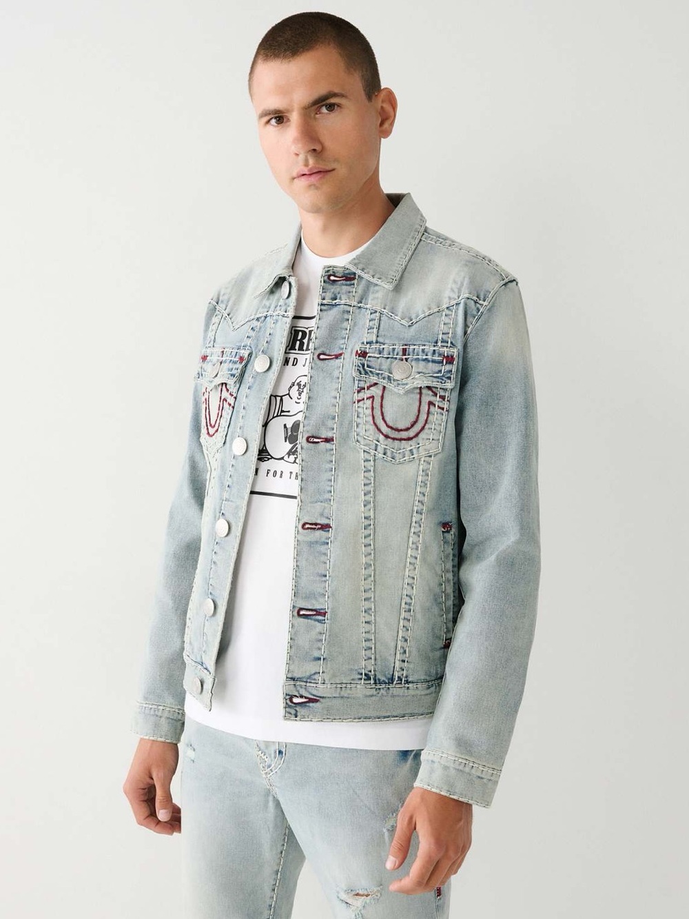 True Religion Jimmy Super T Stitch Denim Jacket size small